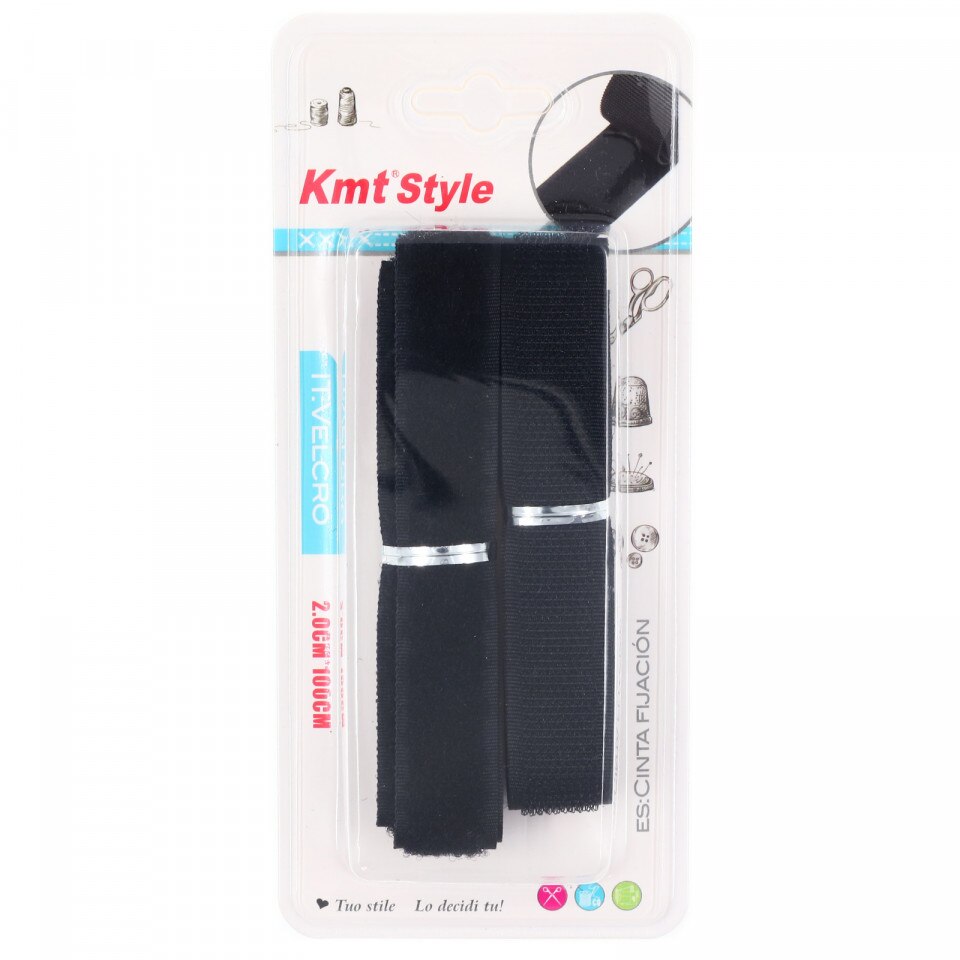 Banda de tip Velcro cu scai / arici, 2 cm x 100 cm, Negru